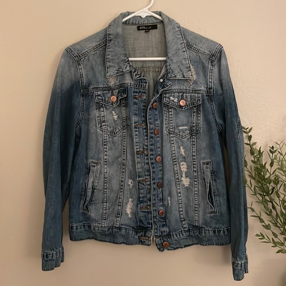 Distressed Jean Jacket - Size S